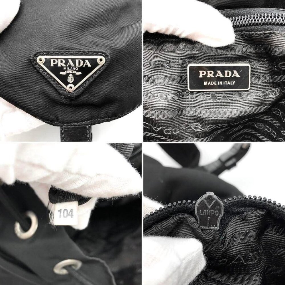 Prada Nylon Tessuto Backpack Saffiano Leather Shoulder Bag Purse Tote - Picture 7 of 10